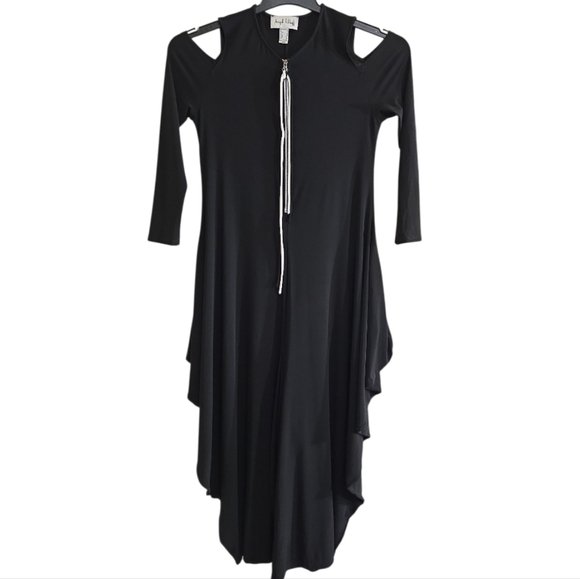 Joseph Ribkoff Harem Drape Cold Shoulder Zip Black Jumpsuit Stretchy Knit 2 - Picture 4 of 12